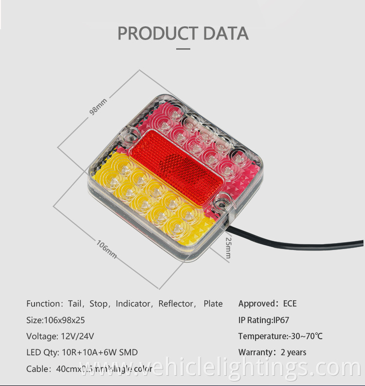 Rear Reverse Stop Light Indicator Set Truck Trailer License Plate Lamp Taillight